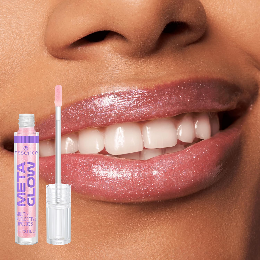 Essence Meta Glow Multi-Reflective Lip Gloss | Pack of 3 Shades – Cyber Space, Digital Pink & Pink Vision | Glass-Like Shine & Multi-Dimensional Sparkle