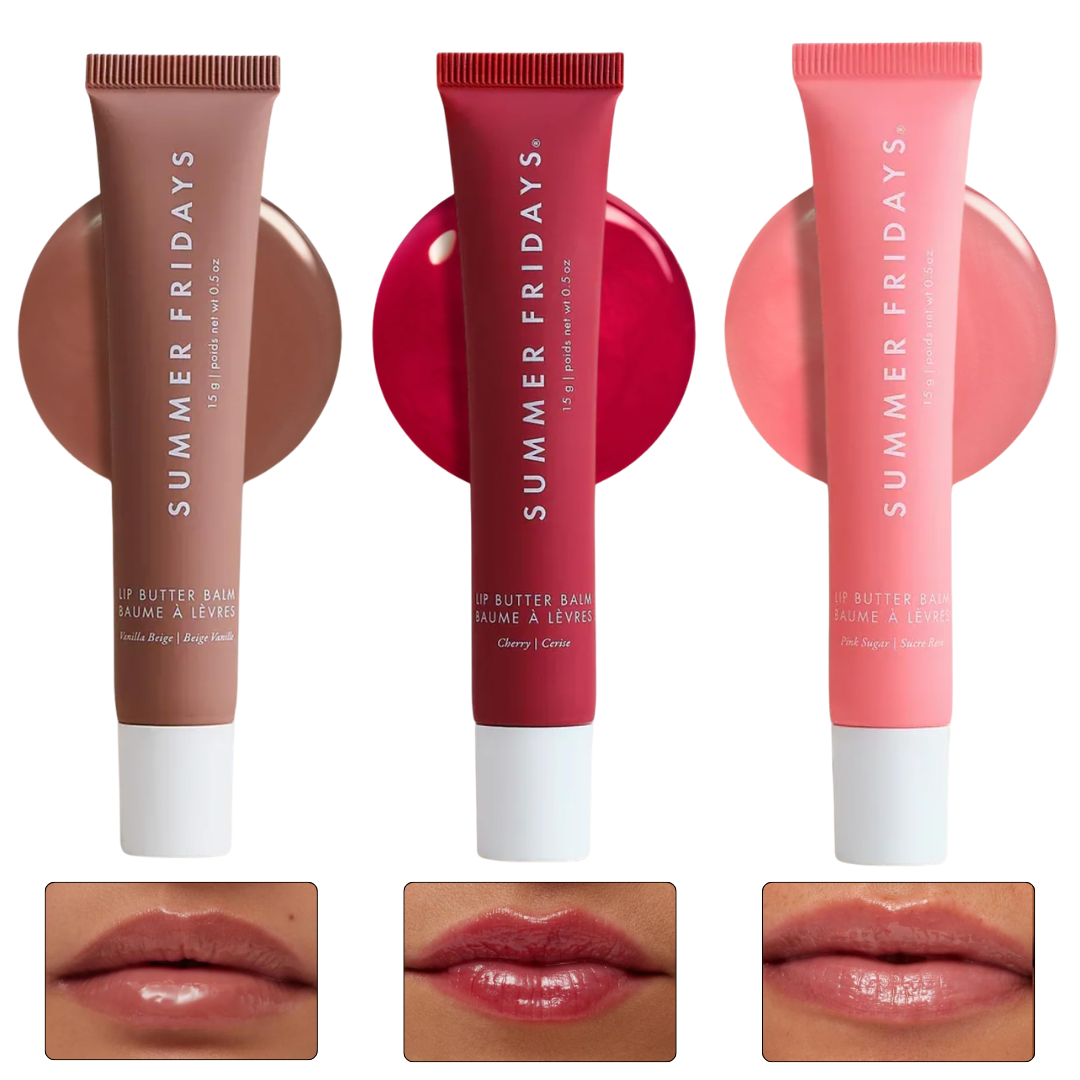 Summer Fridays Lip Butter Balm Pack of 3 | Hydrating, Moisturizing & Softening Vegan Lip Balm