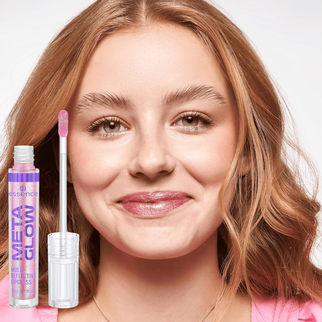 Essence Meta Glow Multi-Reflective Lip Gloss | Pack of 3 Shades – Cyber Space, Digital Pink & Pink Vision | Glass-Like Shine & Multi-Dimensional Sparkle