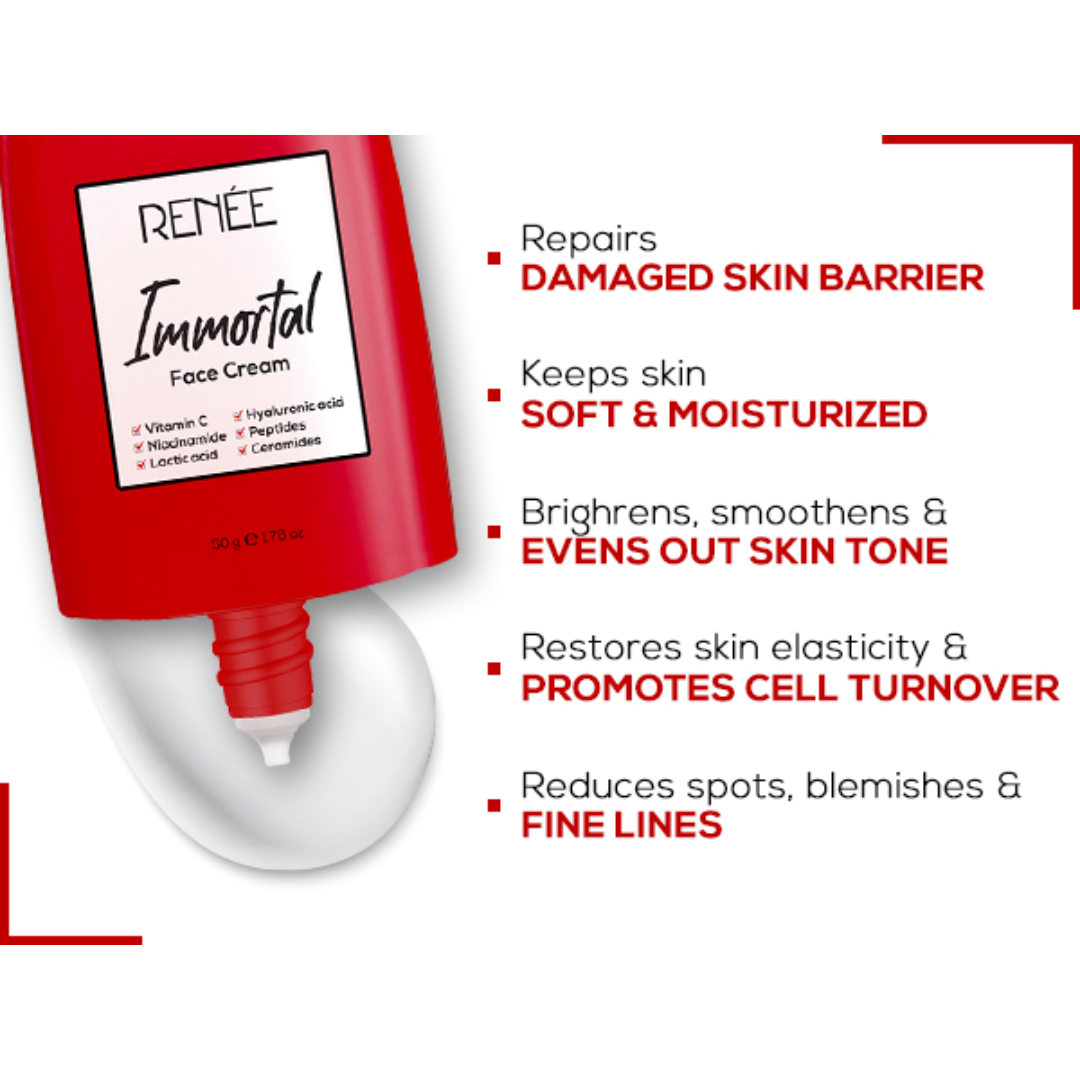 RENEE Immortal Face Cream | All-in-One Brightening & Anti-Aging Moisturizer | Repairs Skin Barrier, Hydrates, Evens Tone