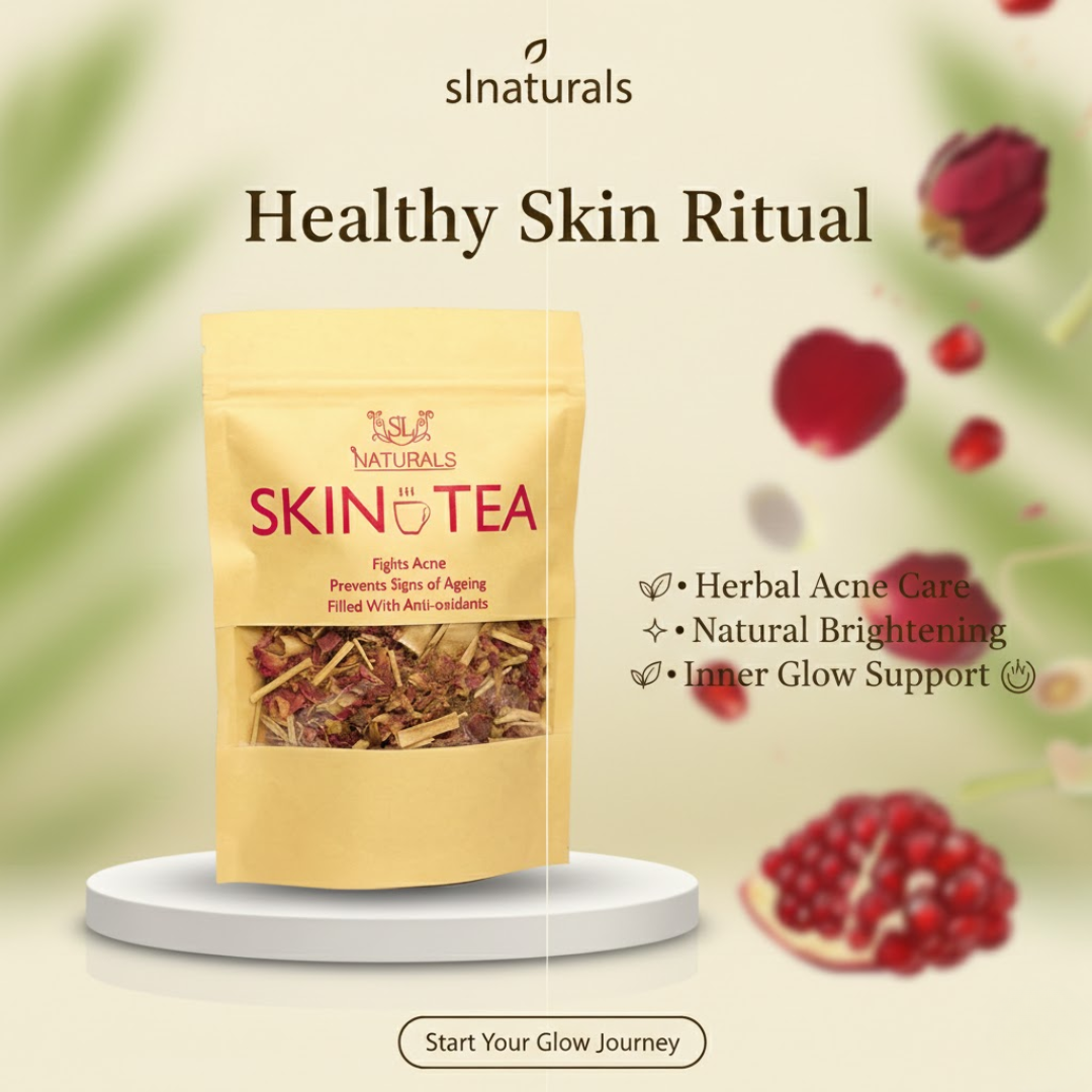 SL Naturals Skin Tea | Herbal Acne & Pigmentation Tea | 100% Natural Blend for Clear, Glowing Skin | Fights Acne, Reduces Pigmentation, Boosts Radiance
