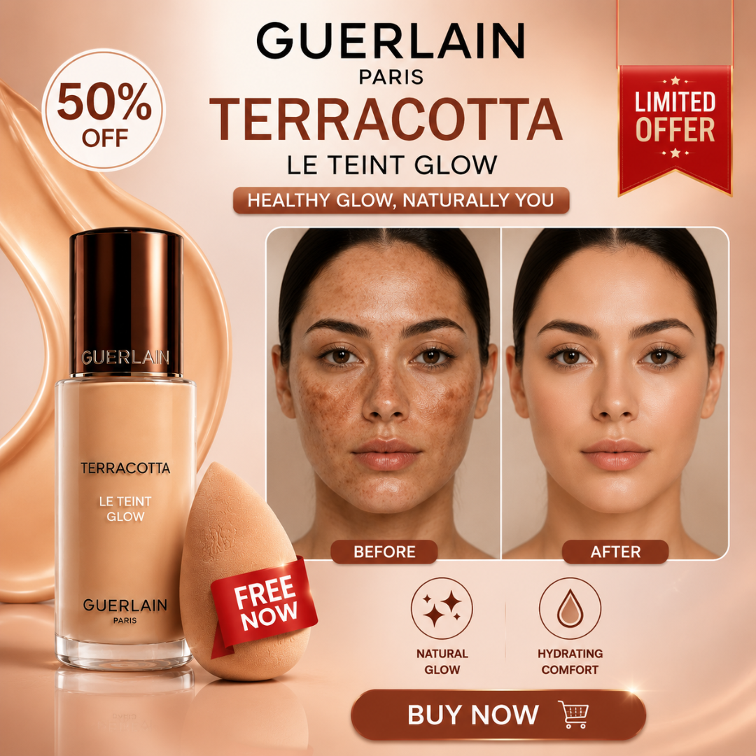 Guerlain Terracotta Le Teint Glow – Healthy Glow, Naturally You – Hydrating, Lightweight & Long-Lasting Foundation – Natural Glow Finish – With Glycerin, Vitamin E, White Flower Extract & Argan Oil