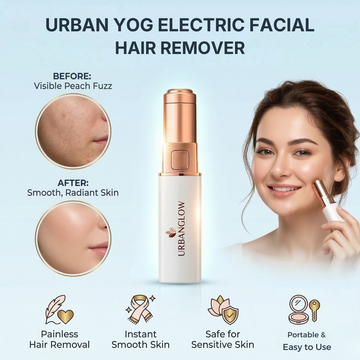 Urban Yog Electric Facial Hair Remover | Painless, Instant & Safe for Sensitive Skin | Portable with Stainless Steel Blades & USB Charging