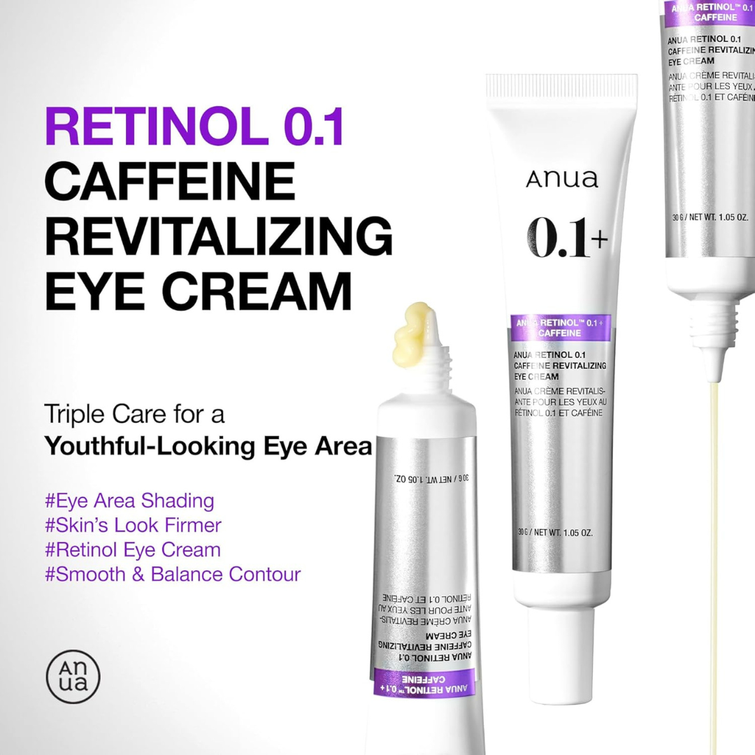 ANUA Retinol + Caffeine Eye Cream – Dark Circle, Puffiness & Wrinkle Treatment for Firmer, Brighter Eyes.