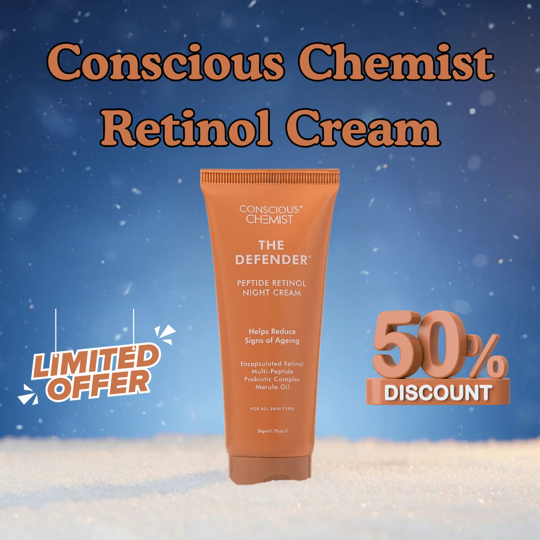Conscious Chemist The Defender Retinol Night Cream | Fine Line & Wrinkle Care | Peptide-Powered Anti-Aging Moisturizer