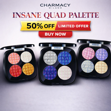 CHARMACY Milano Insane Quad Palette | 4-in-1 Multichrome Eyeshadow | Intense Shift, Soft Blend, Wedding & Festive Approved