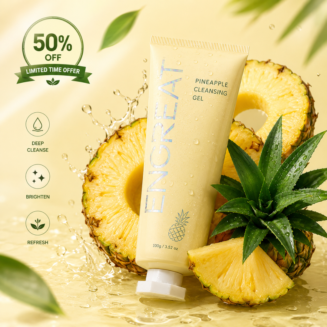 Engreat Pineapple Cleansing Gel – 50% OFF – Deep Cleanse, Brighten & Refresh – With Pineapple Extract & Aloe Vera – Gentle Yet Effective – Removes Impurities, Brightens Skin, Soothes & Hydrates – For All Skin Types
