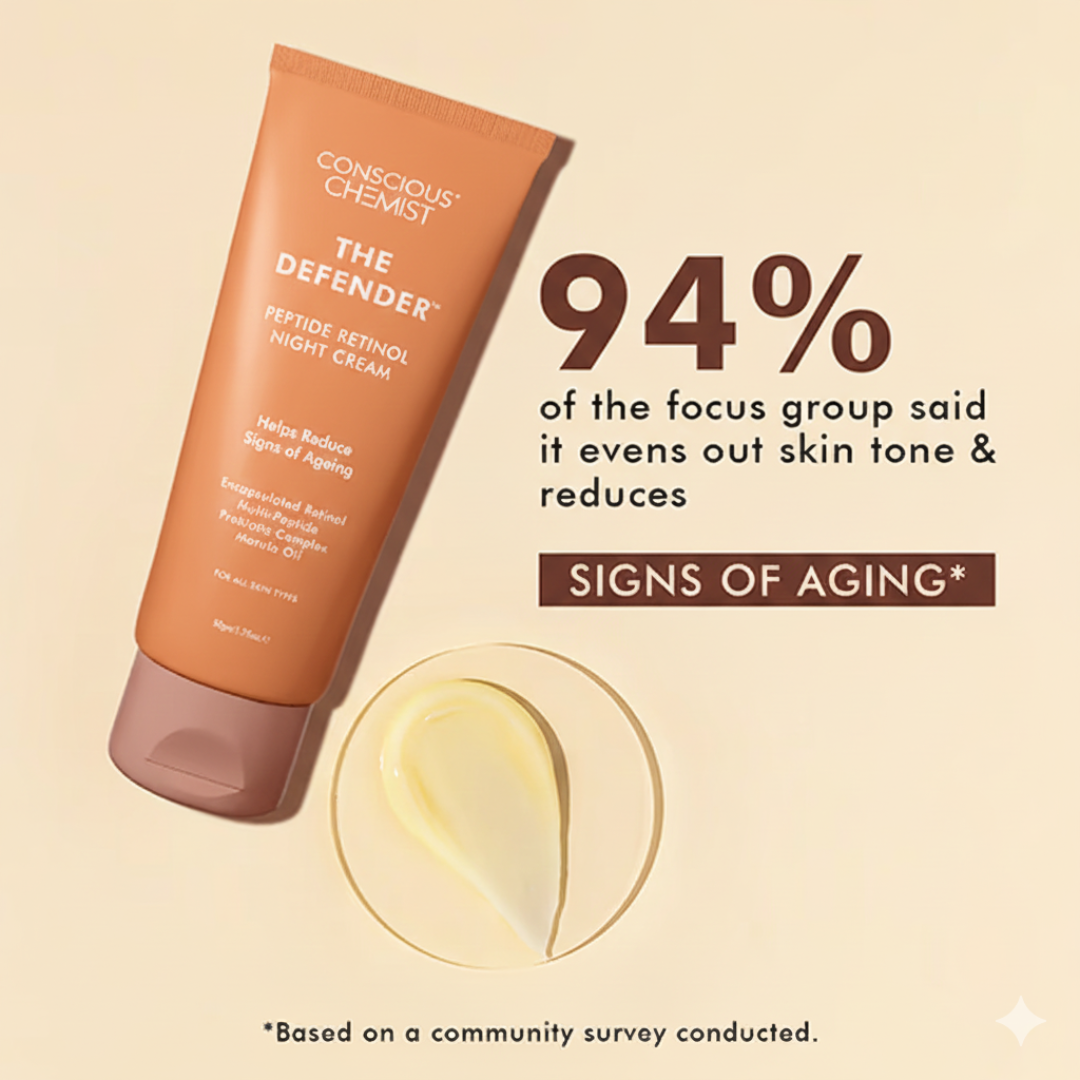 Conscious Chemist The Defender Retinol Night Cream | Fine Line & Wrinkle Care | Peptide-Powered Anti-Aging Moisturizer