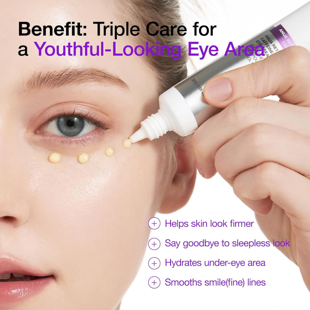 ANUA Retinol + Caffeine Eye Cream – Dark Circle, Puffiness & Wrinkle Treatment for Firmer, Brighter Eyes.