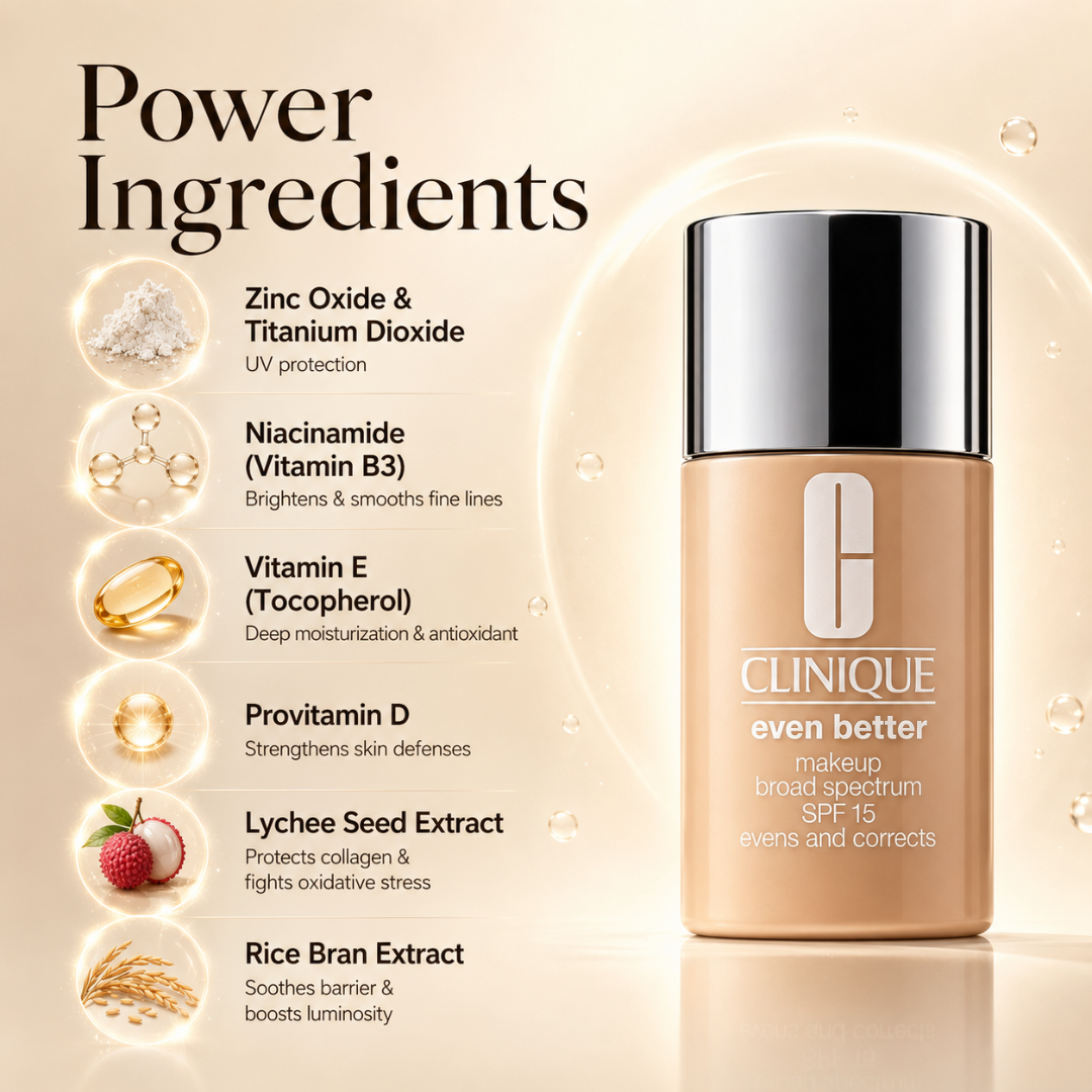 Clinique Even Better Makeup Broad Spectrum SPF 50 – 50% OFF – The Ultimate Glass Skin Luminous Glow – Zero Oil, Zero Shine – Evens, Corrects & Brightens – Deep Hydration, UV Protection & Oil Control