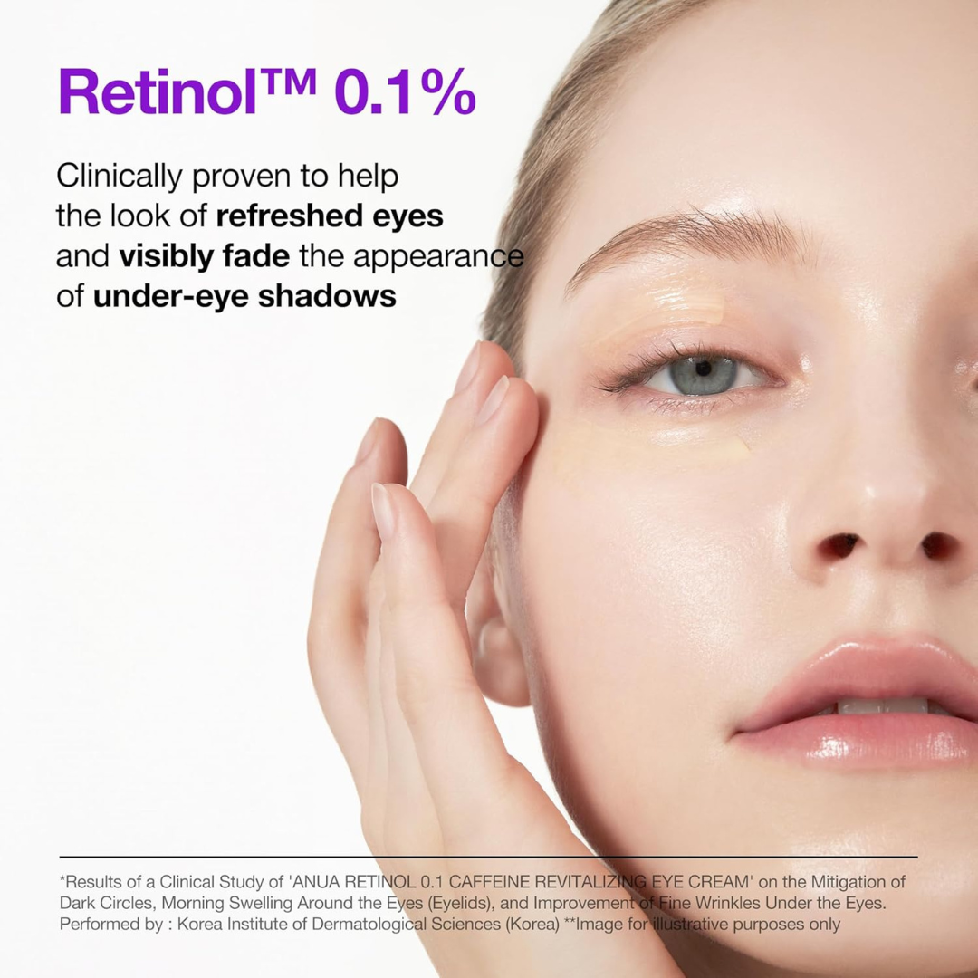 ANUA Retinol + Caffeine Eye Cream – Dark Circle, Puffiness & Wrinkle Treatment for Firmer, Brighter Eyes.