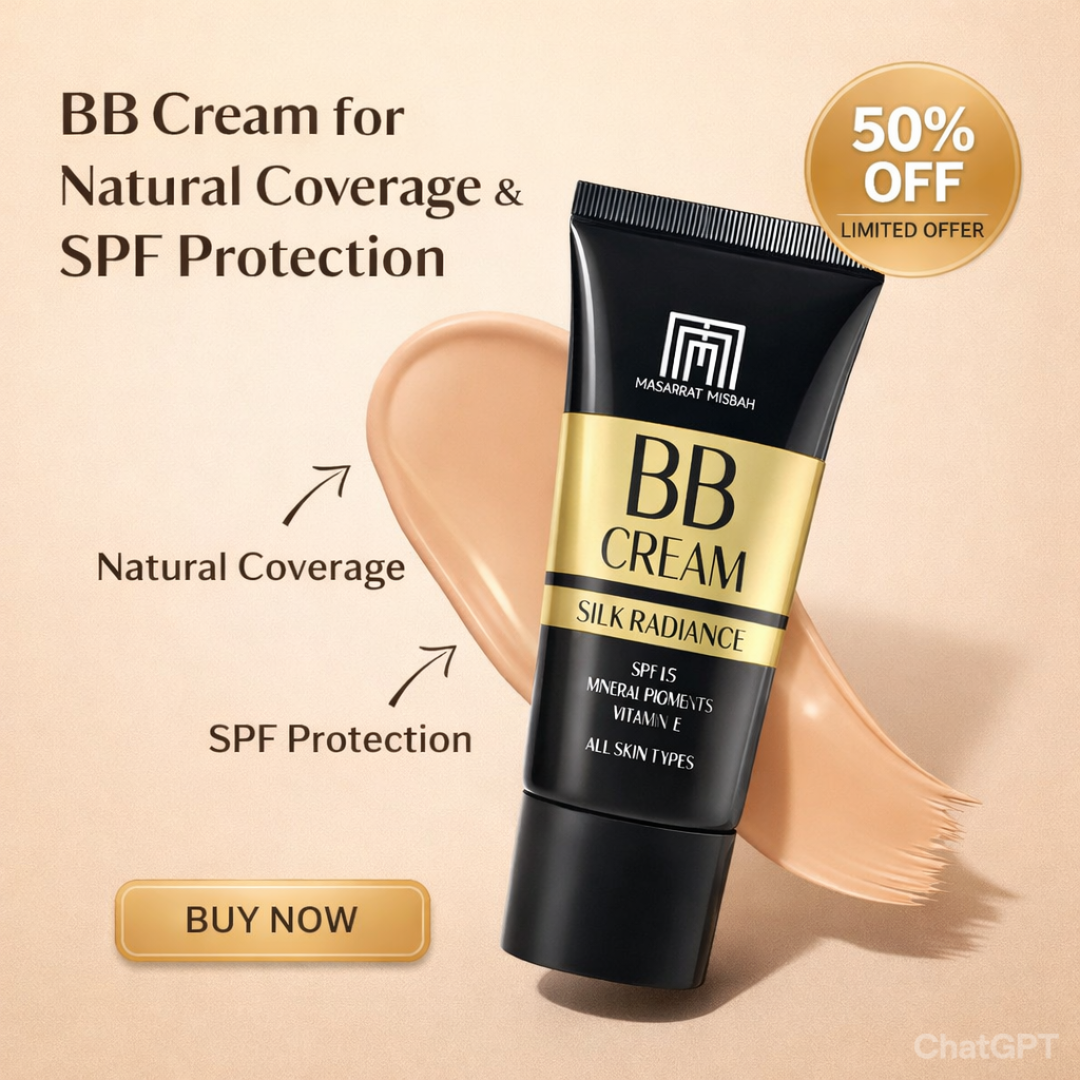 MASARRAT MISBAH BB Cream Silk Radiance | 5-in-1 Natural Coverage + SPF 15 + Hydrating Skincare