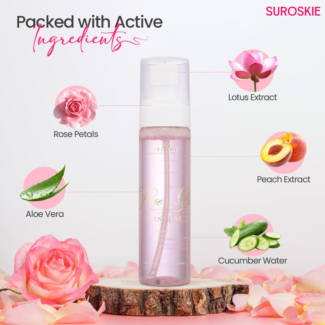 Suroskie Face Prep Bundle (Moisturizer Cum Primer + Rose Mist) - Flawless, Dewy & Long-lasting Makeup - Pore Minimizer & hydration (Best for all Skin Types)