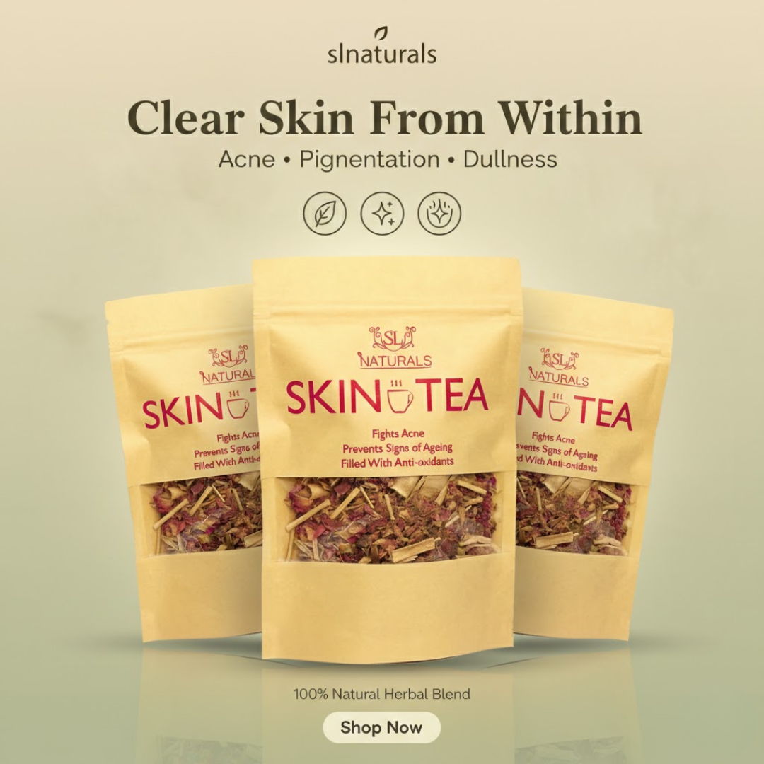 SL Naturals Skin Tea | Herbal Acne & Pigmentation Tea | 100% Natural Blend for Clear, Glowing Skin | Fights Acne, Reduces Pigmentation, Boosts Radiance