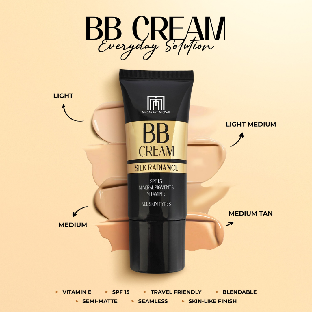 MASARRAT MISBAH BB Cream Silk Radiance | 5-in-1 Natural Coverage + SPF 15 + Hydrating Skincare