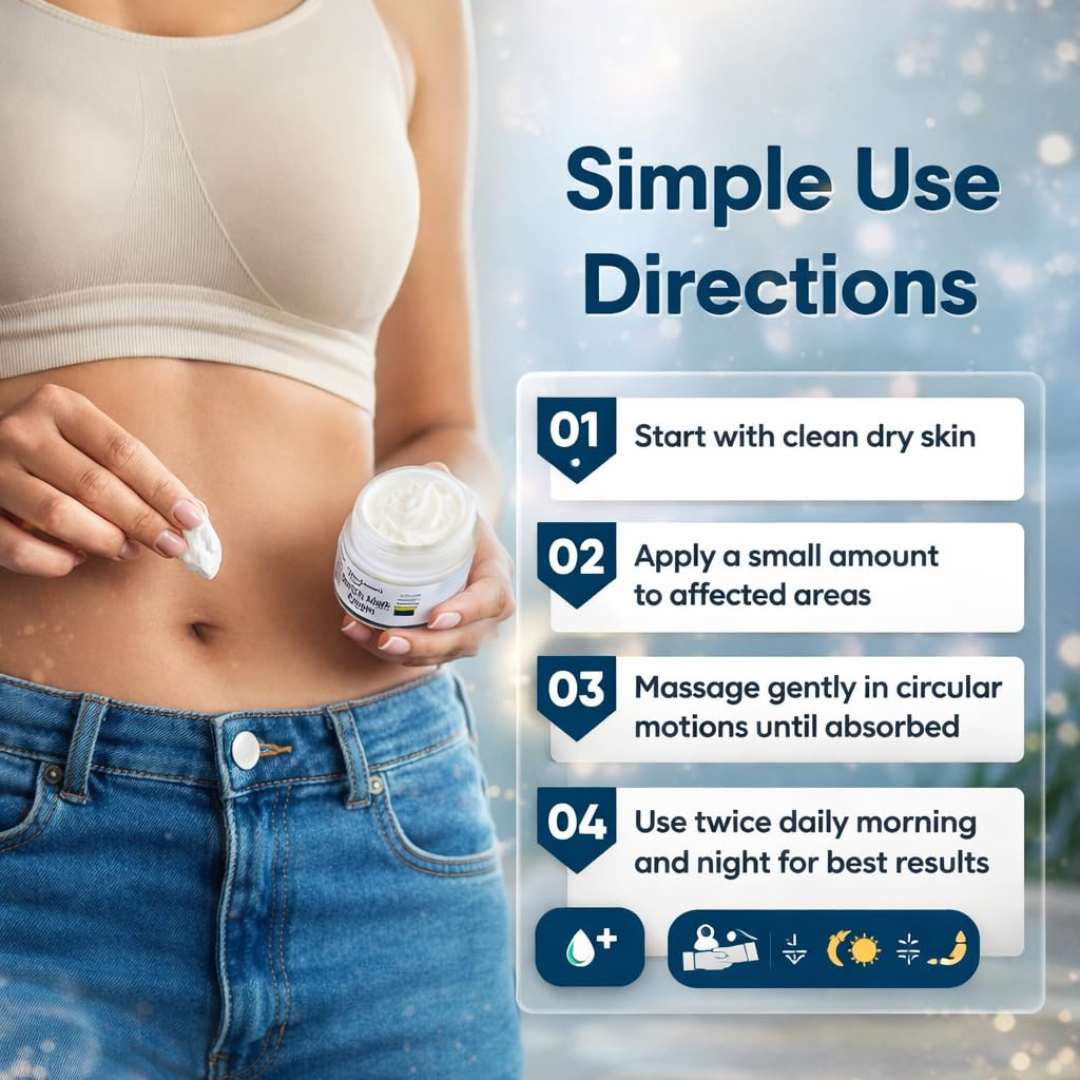 Hakim Suleman's Stretch Mark Cream | Premium Ayurvedic Formula with Almond, Olive & Sandalwood Oil | Visibly Fades Stretch Marks on Belly, Thighs & More