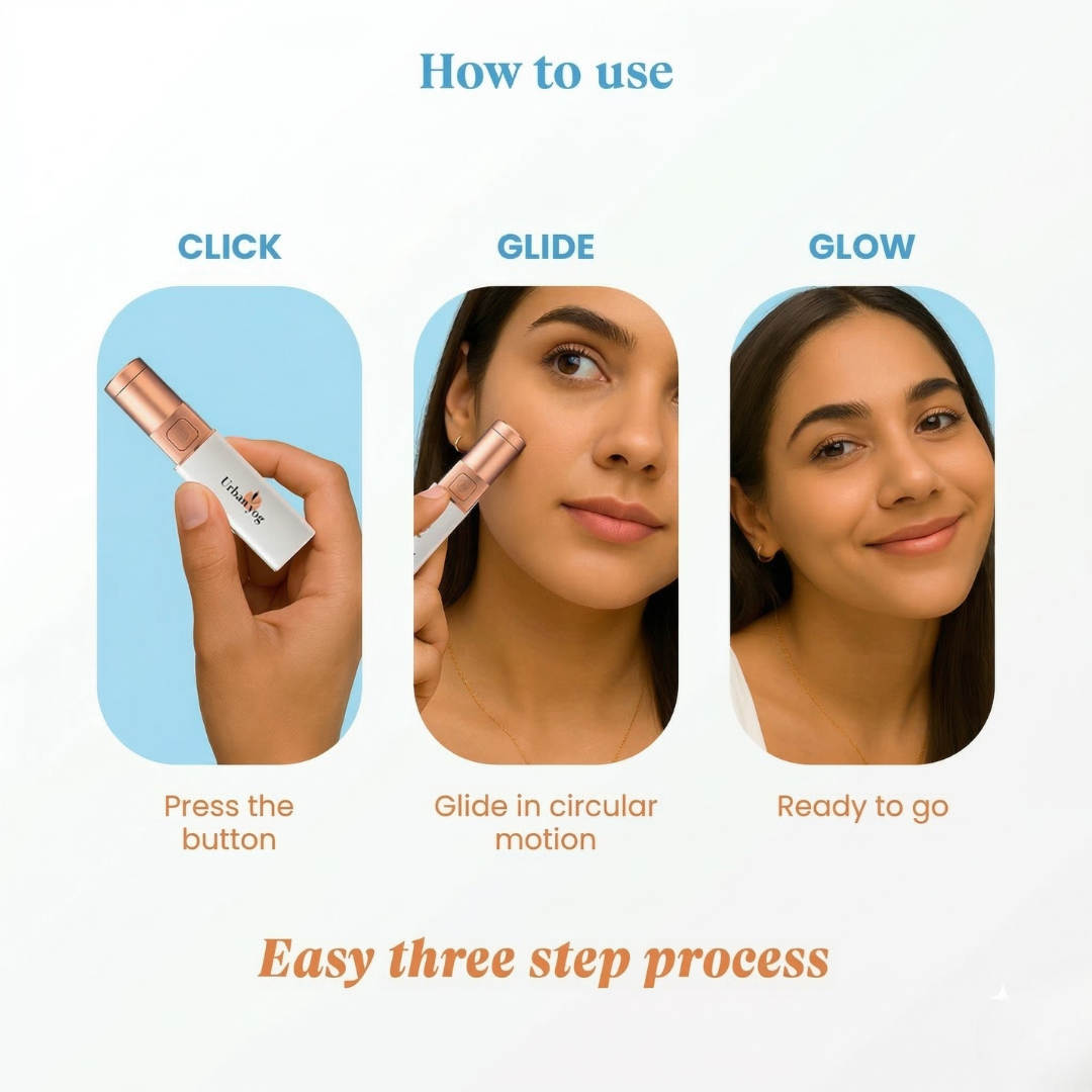 Urban Yog Electric Facial Hair Remover | Painless, Instant & Safe for Sensitive Skin | Portable with Stainless Steel Blades & USB Charging